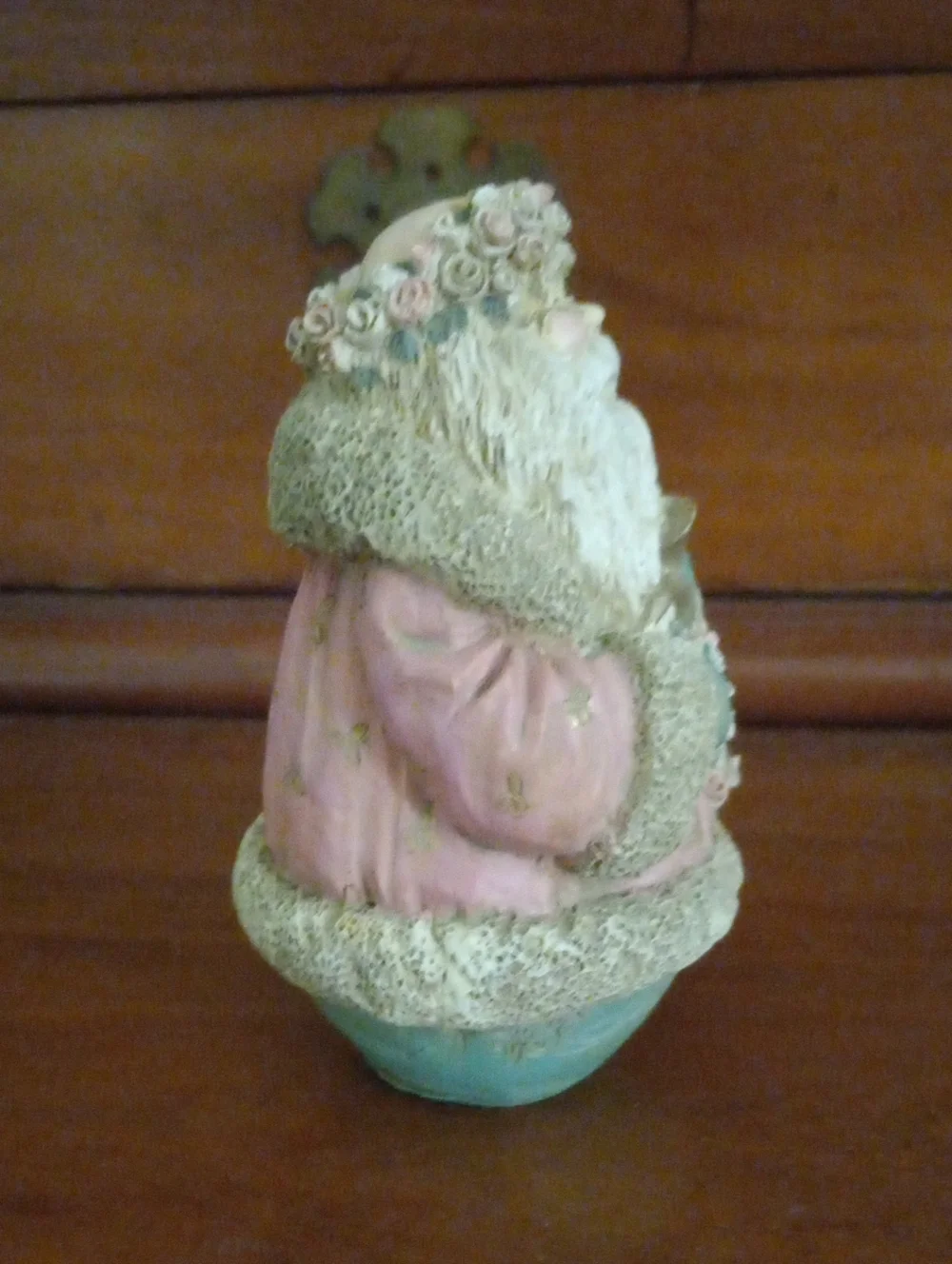 Midwest Importers Vintage Roly Poly Santa with Roses Pink Figurine 4
